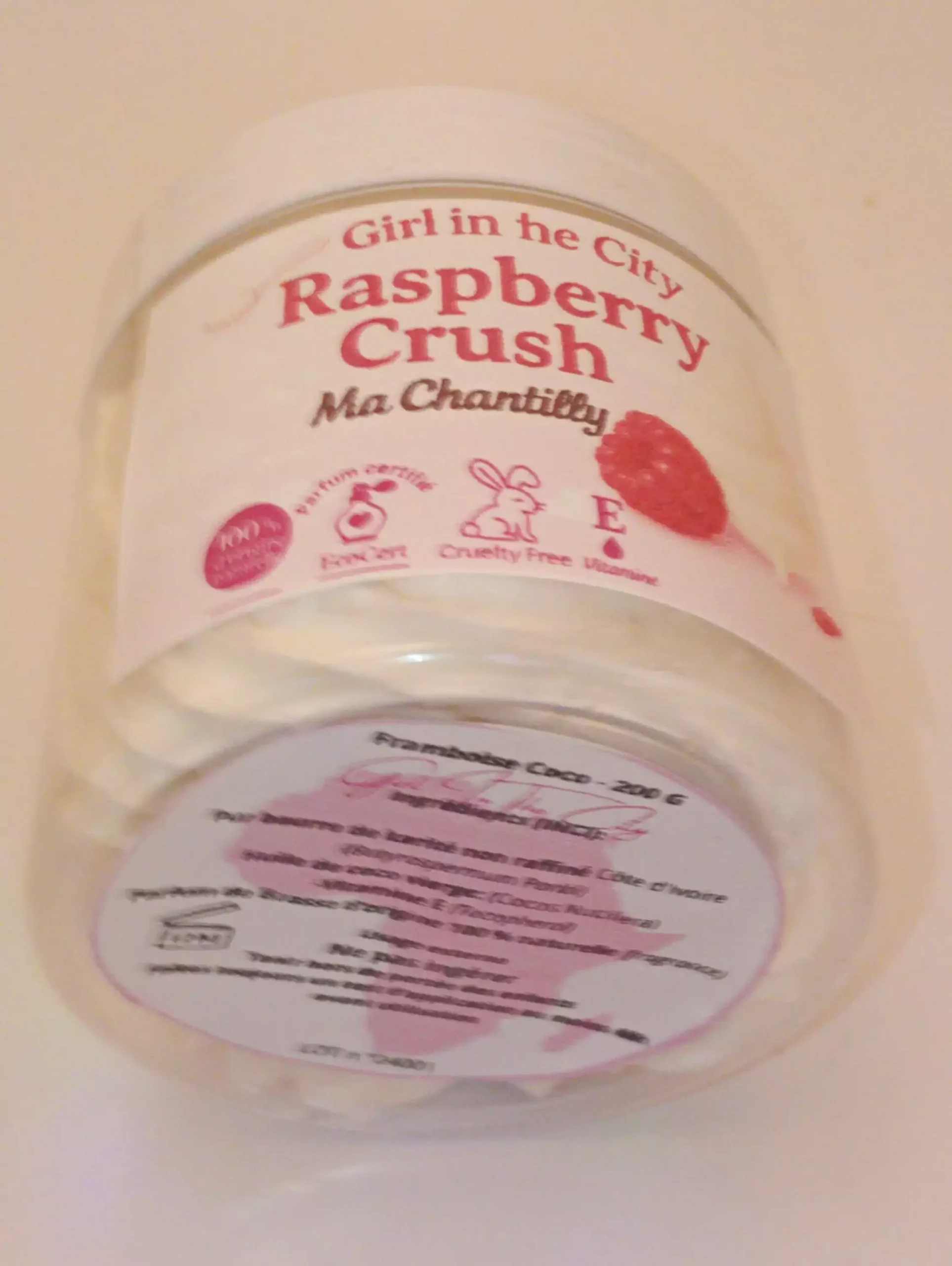 Beurre corporel fouetté framboise premium — chantilly de karité framboise gourmande au karité brut