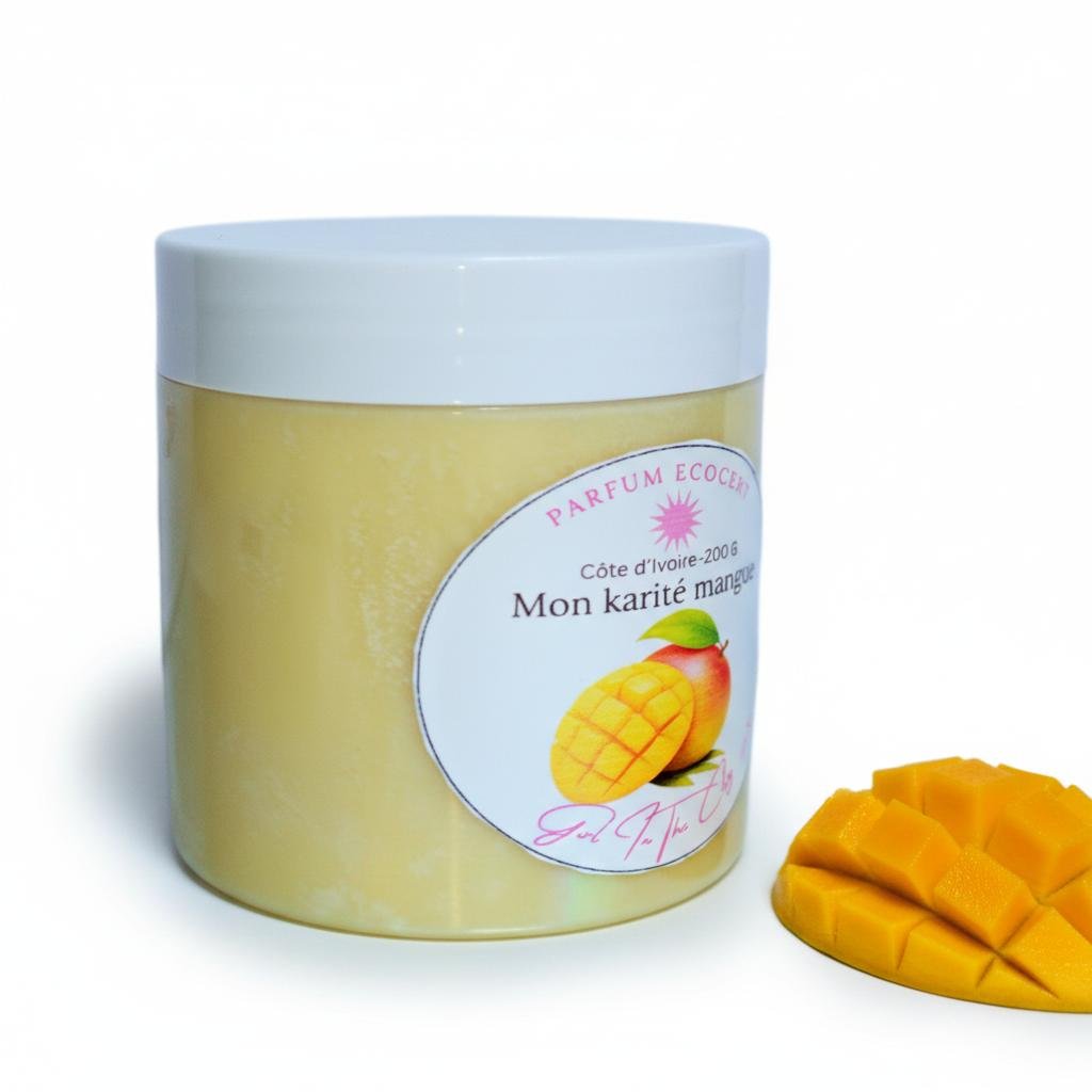 Beurre corporel mangue utilisé en soin capillaire, nutrition intense des longueurs et pointes sèches