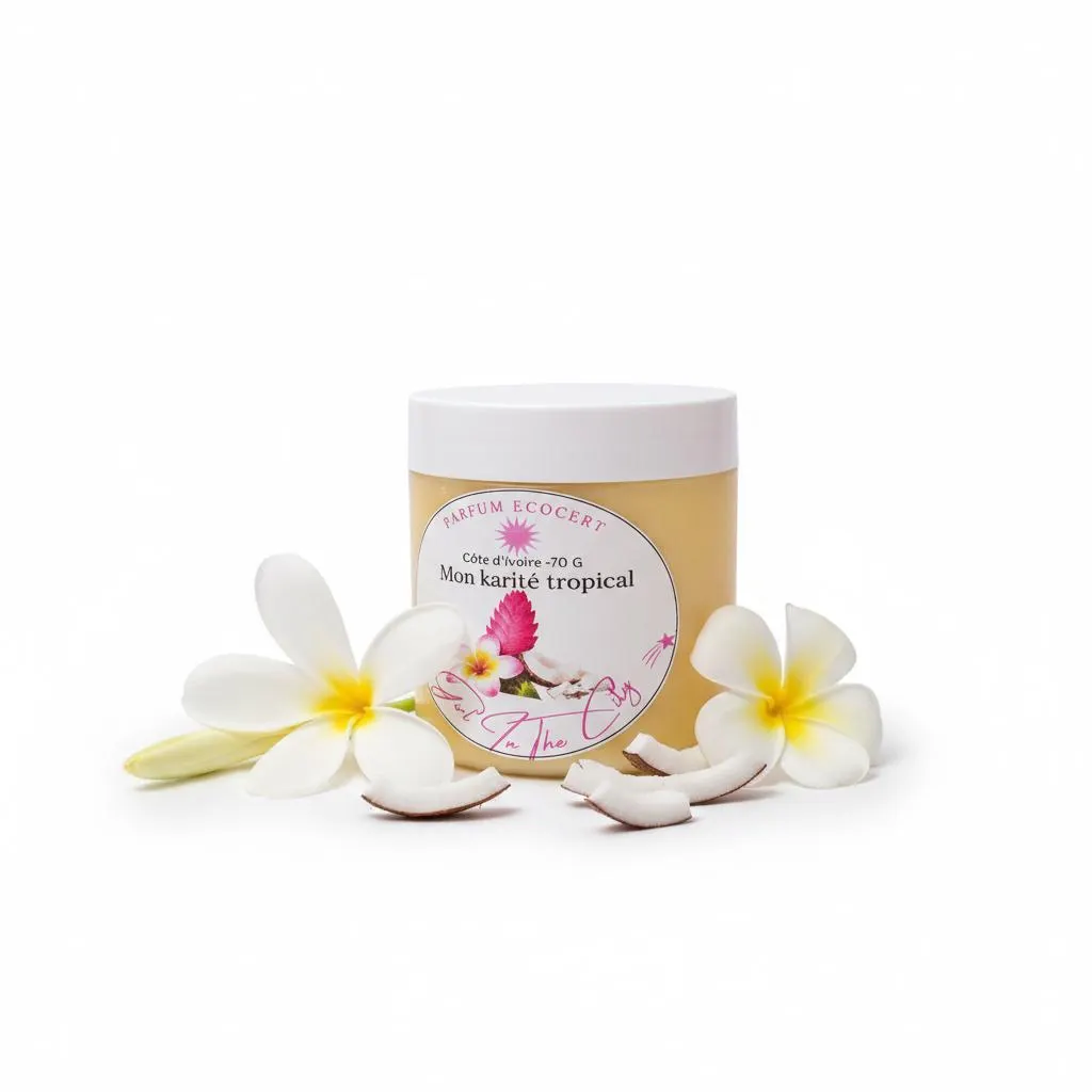 Beurre corporel tropical artisanal à l’aspect fouetté, idéal pour une nutrition intense