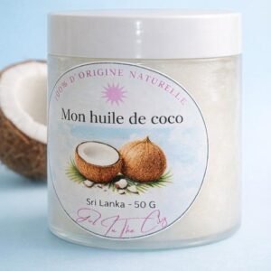 huile de coco vierge biologique extraite à froid Sri Lanka soin naturel corps et cheveux