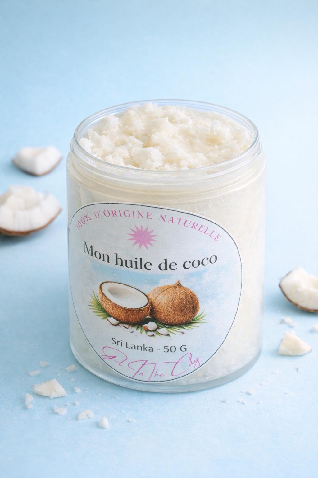 huile de coco vierge biologique pure non raffinée texture solide naturelle pot cosmétique