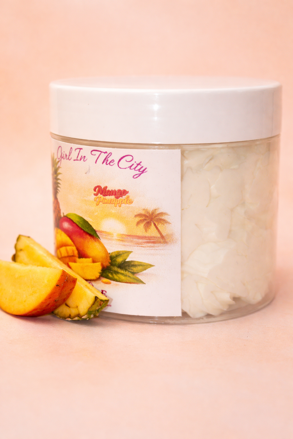Soin naturel type chantilly de corps mangue ananas, beurre corporel fouetté mangue ananas 100 % d’origine naturelle