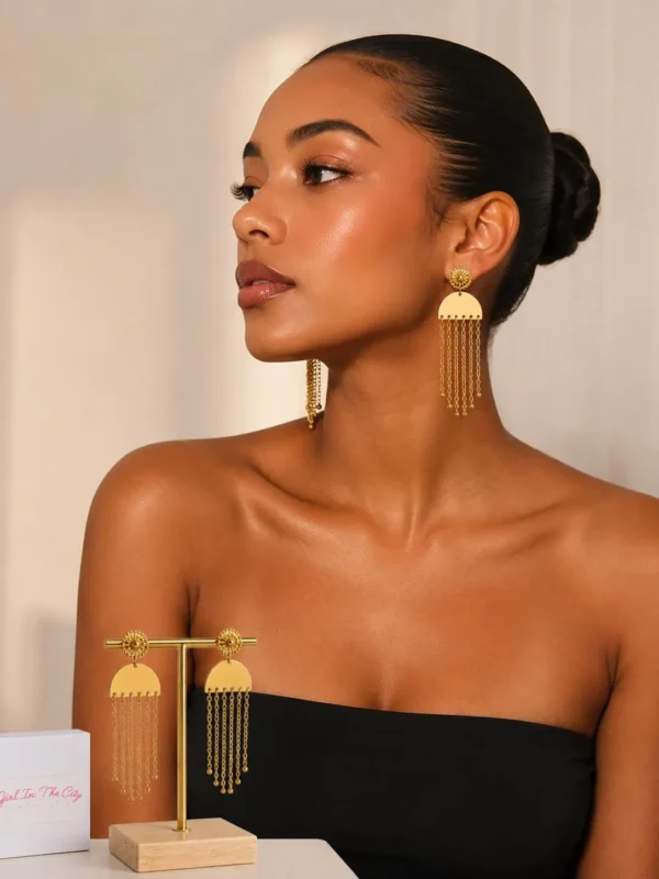 Boucles d'oreilles pendantes été en acier inoxydable doré