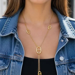 Collier Sautoir Y mailles marines