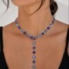 COLLIER PRINCESSE Y bleu turquoise bleu azur 1