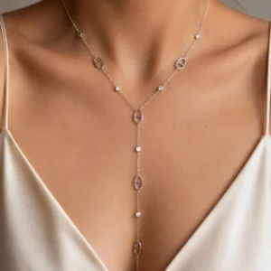 Collier sautoir Y à mailles marines