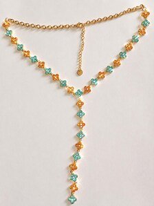 Collier princesse Y orange turquoise