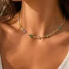 collier trèfle doré et strass multicolores 1