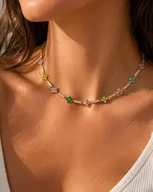 Collier trèfles multicolores