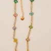 collier trèfle doré et strass multicolores 3
