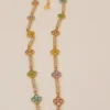 collier trèfle doré et strass multicolores 4