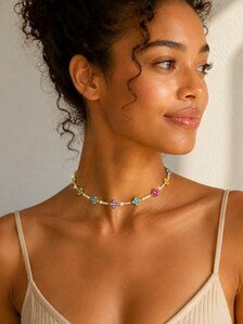 Collier trèfles multicolores