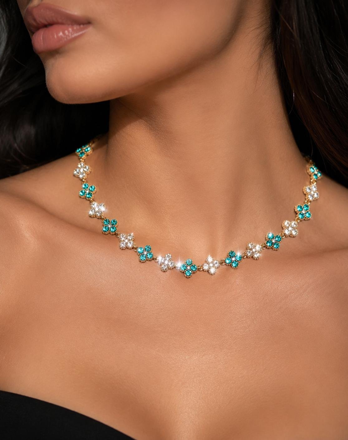 Collier princesse turquoise blanc – Image 1