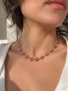 Holografische violette Kleeblattkette