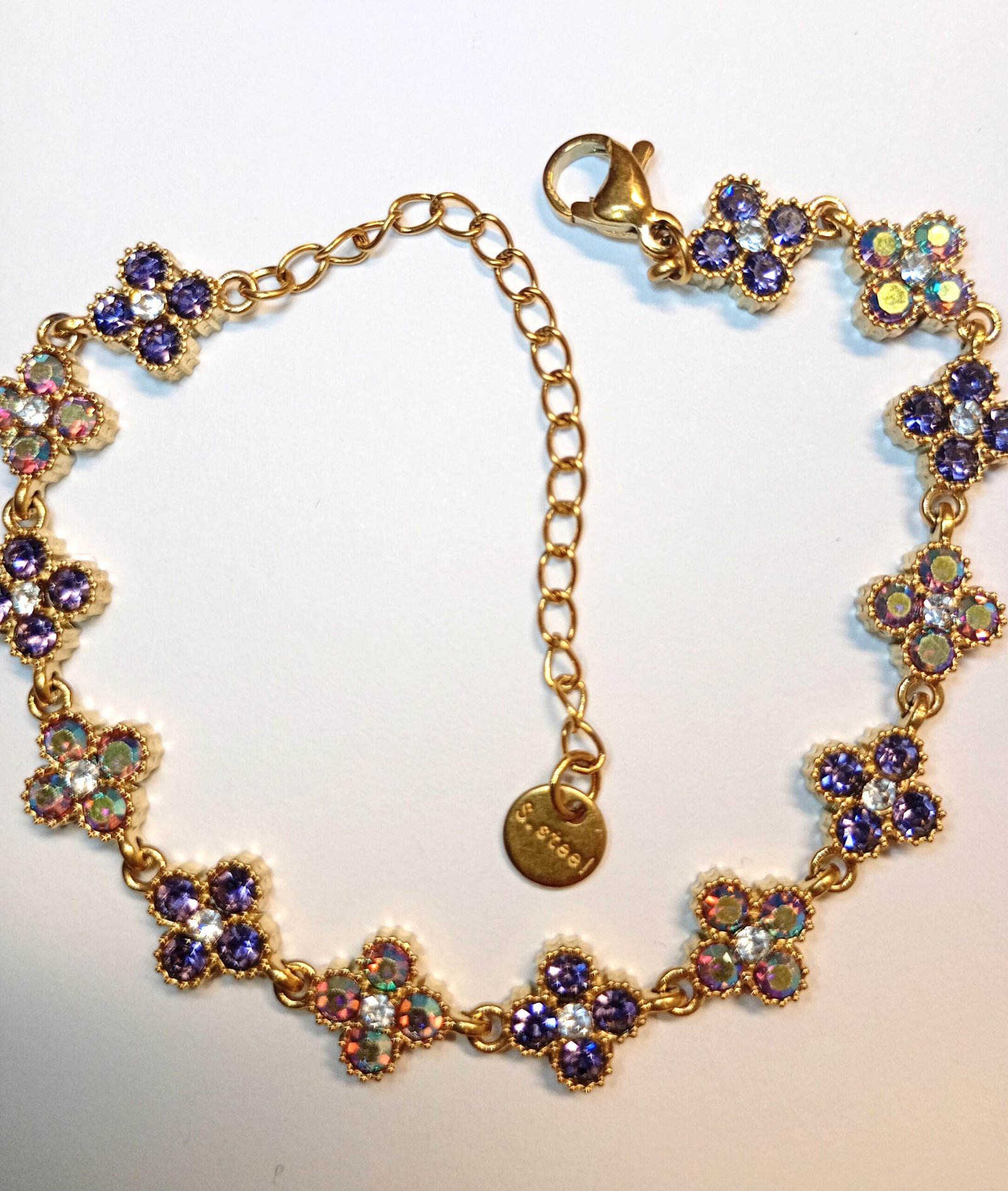 Bracelet trèfles violet holographique