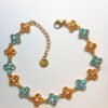Kleeblatt-Armband in Türkis und Orange