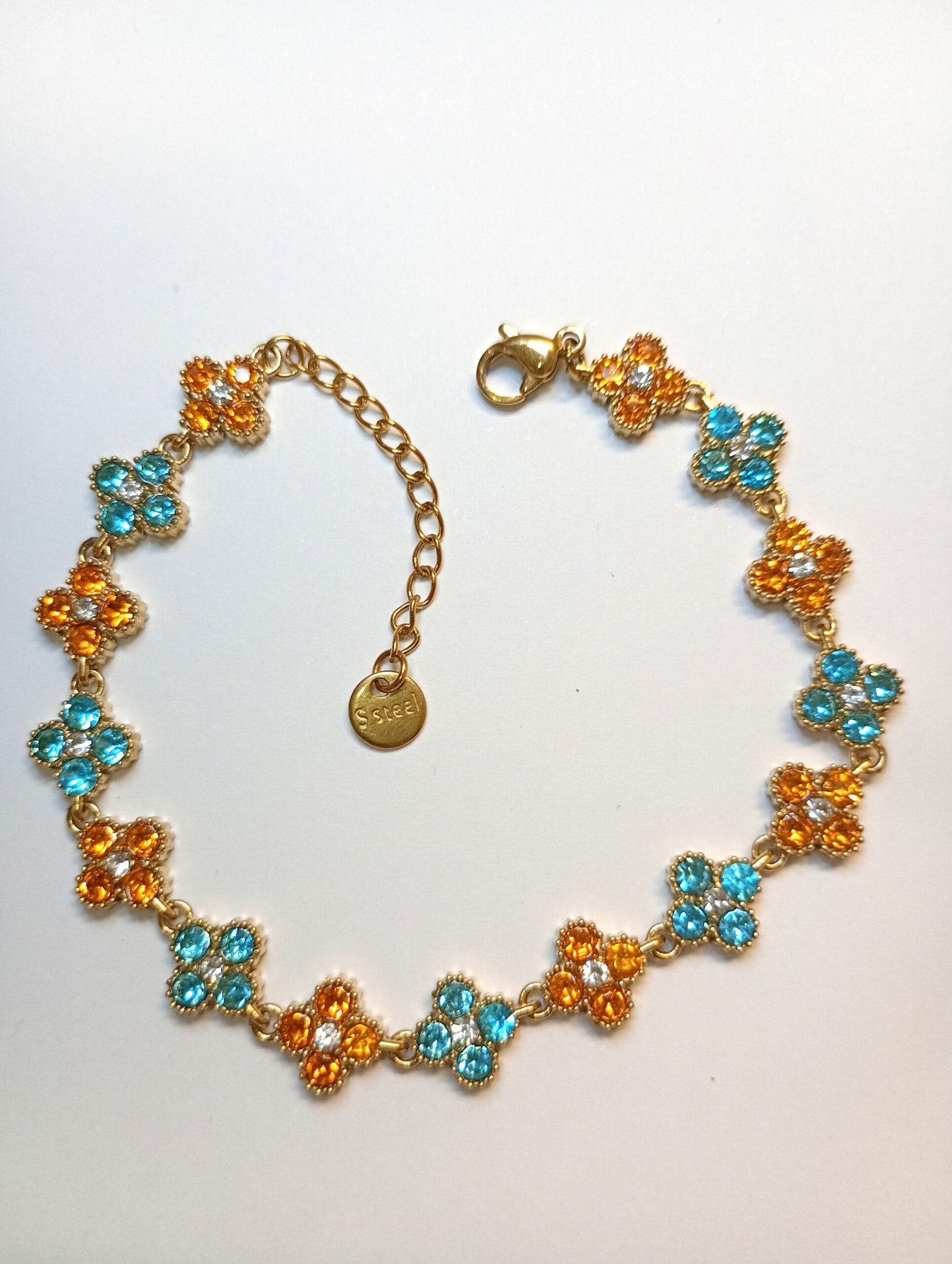 Kleeblatt-Armband in Türkis und Orange